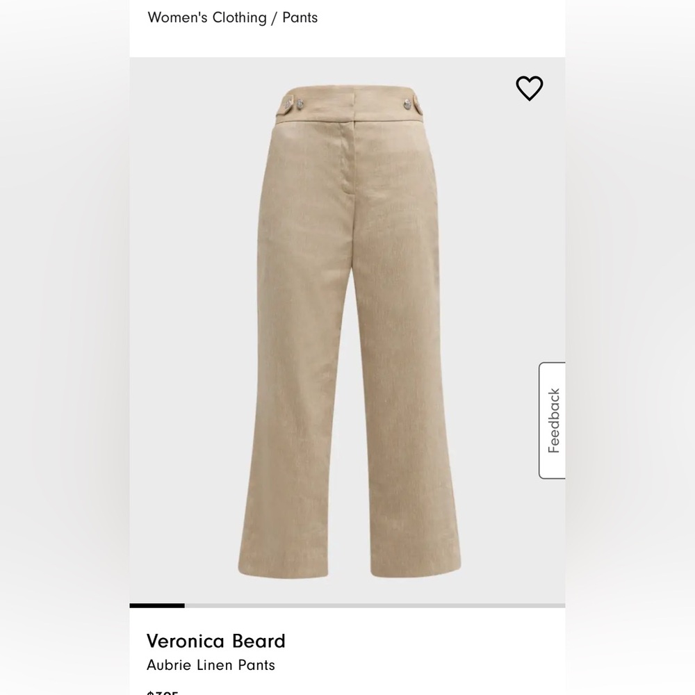 Veronica Beard Aubrie Beige Linen Wide Leg Pants Size 4 EUC